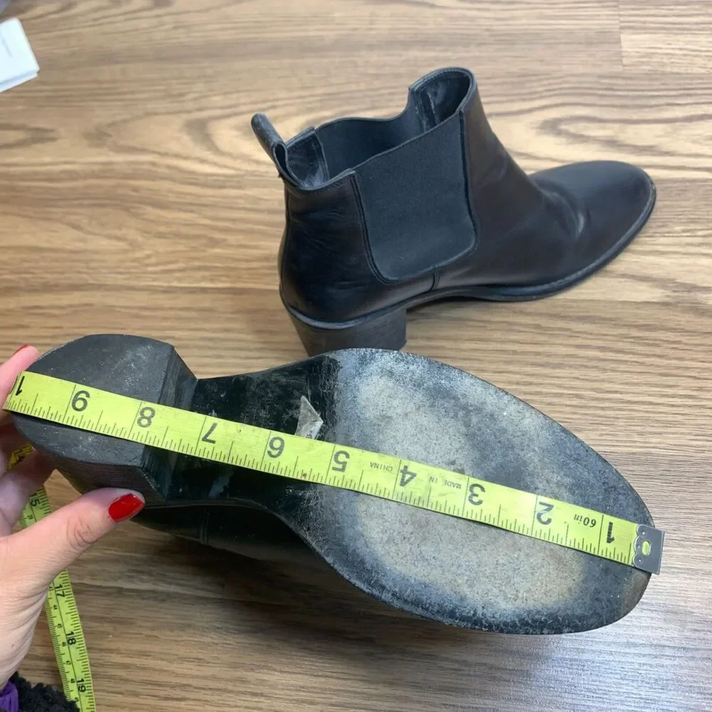 Jenni Kayne‎ Black Leather Heeled Chelsea Boots Ankle Size 38 US 7.5-8